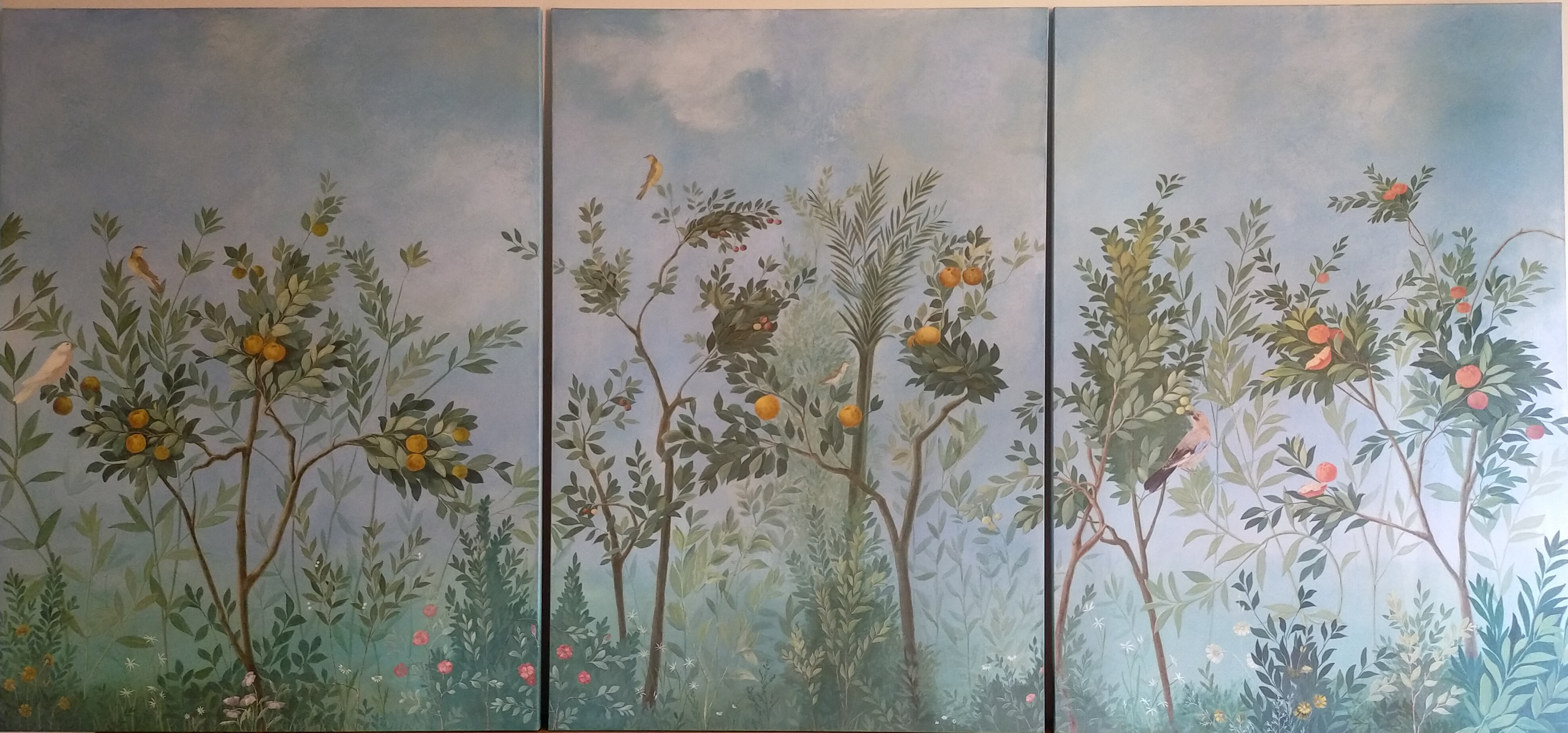 Inspiré de la "Villa de Livia" ce triptyque vient orné les murs d'une salle à manger.
